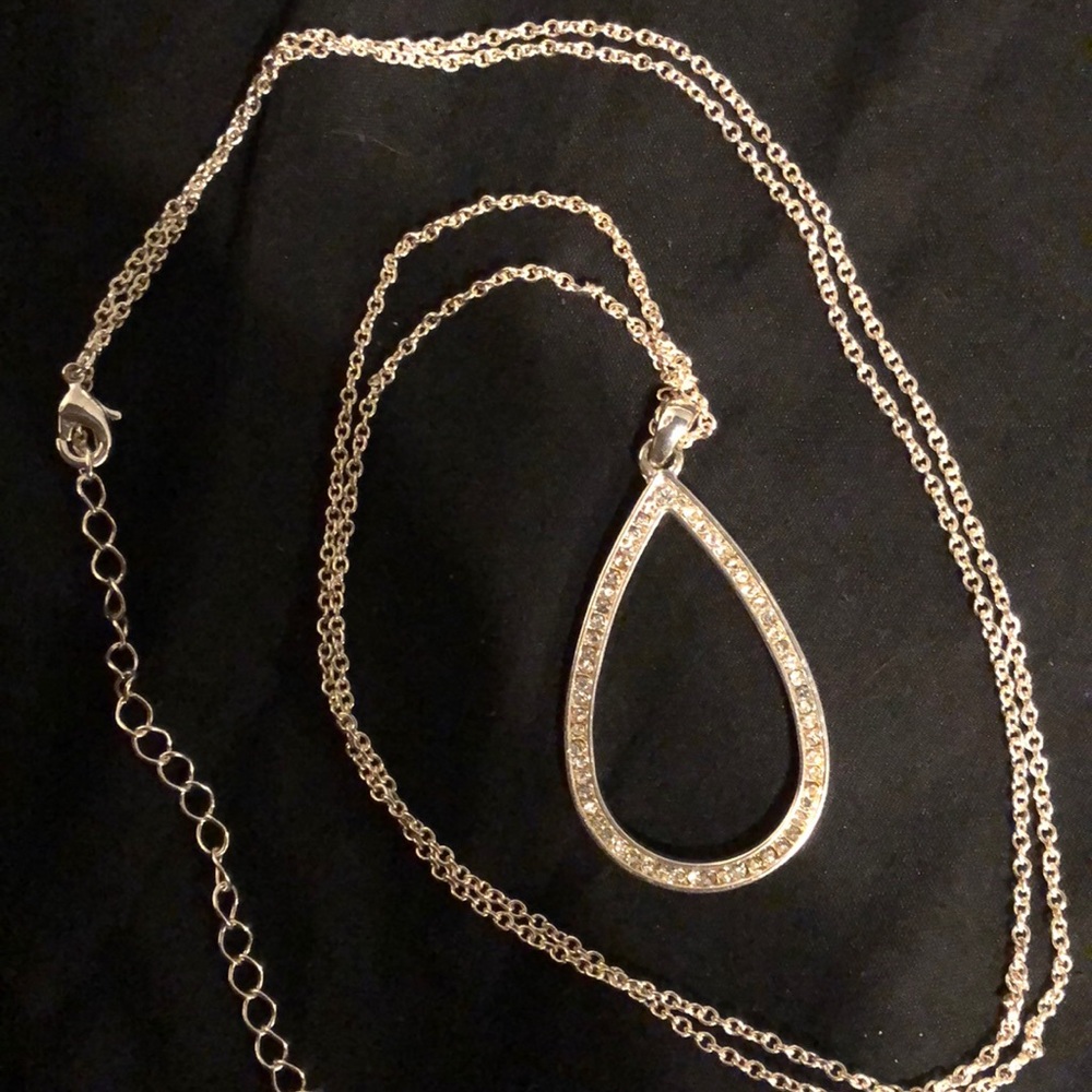 Long silver necklace